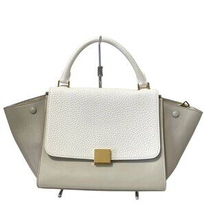 CELINE Trapeze Small - Beige White Leather Handbag 449-070725